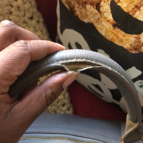 Grey/Gray Leather Satchel with Gold Hardware - Picture 4 of 10